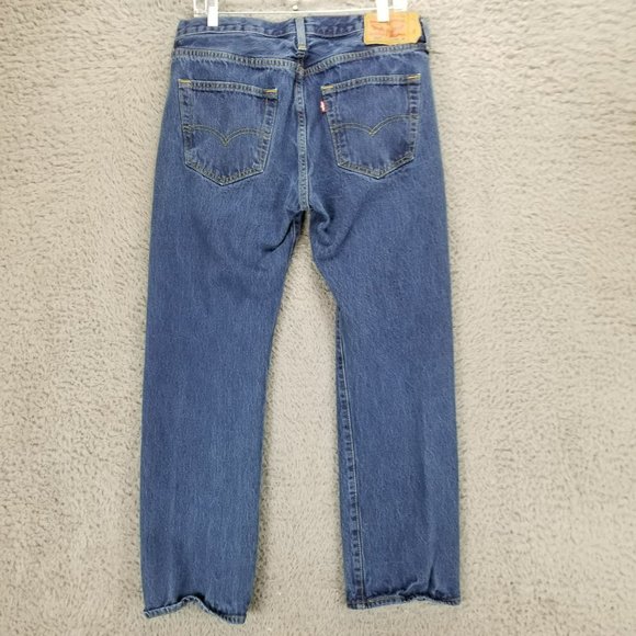 Levis Jeans Mens 34x30 501 Med Wash Cotton Mid Rise Button Fly Classic Straight